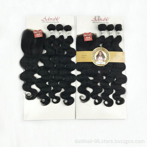 New style dropshipping mixed human hair extension,body wave packed blend human hair mixed animal mixed synthetic hair factory 22